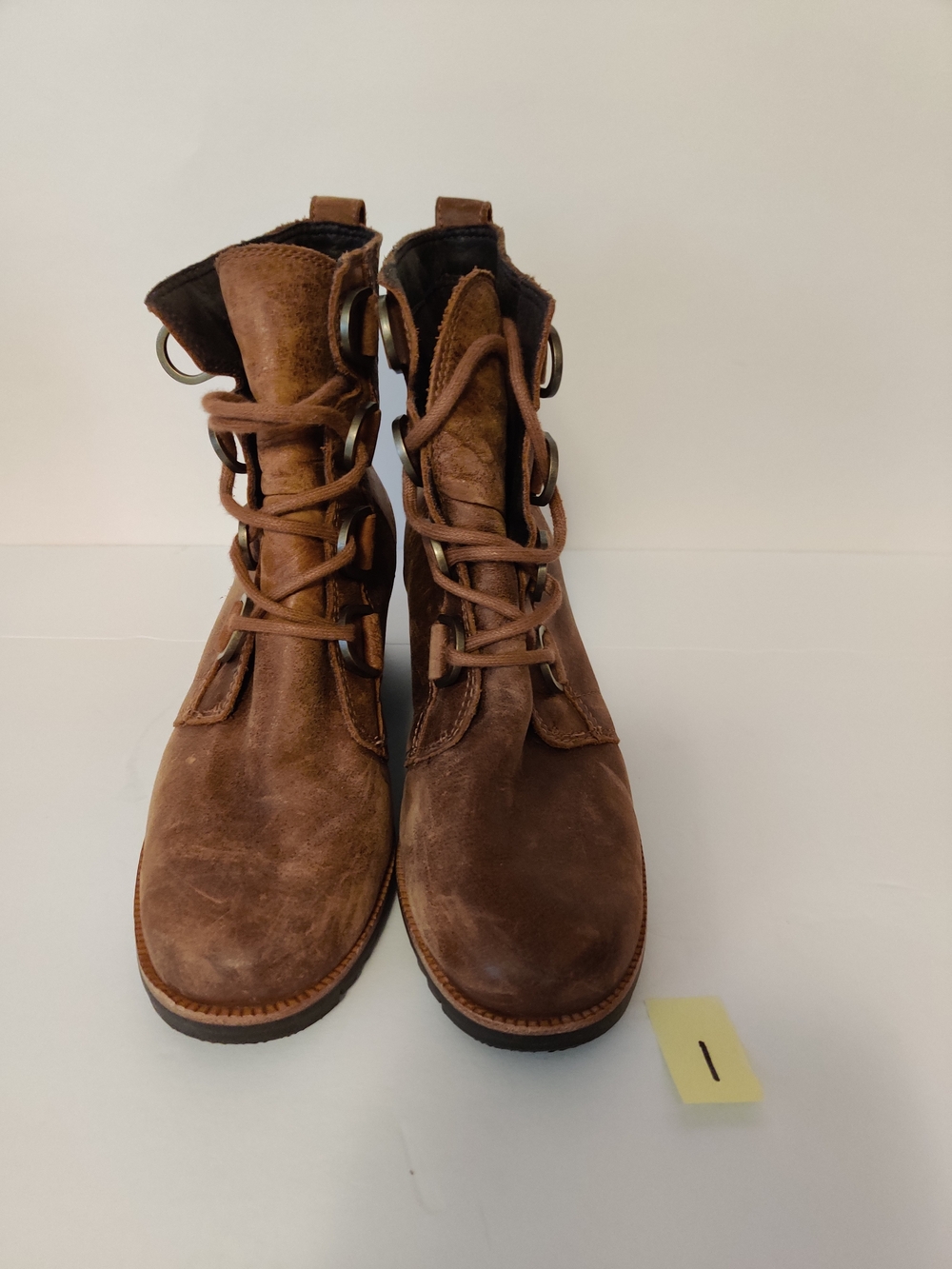 Sorel Brown Lace-Up Leather Ankle Boots 8 - Picture 2 of 4